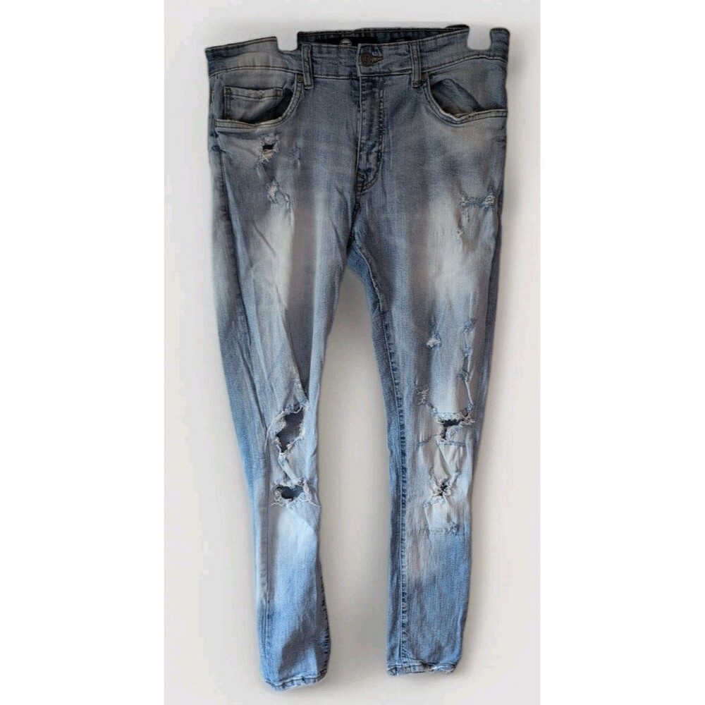 Jordan Craig Legacy Edition Men’s Distressed Ripped Jeans 34x32 Light Blue